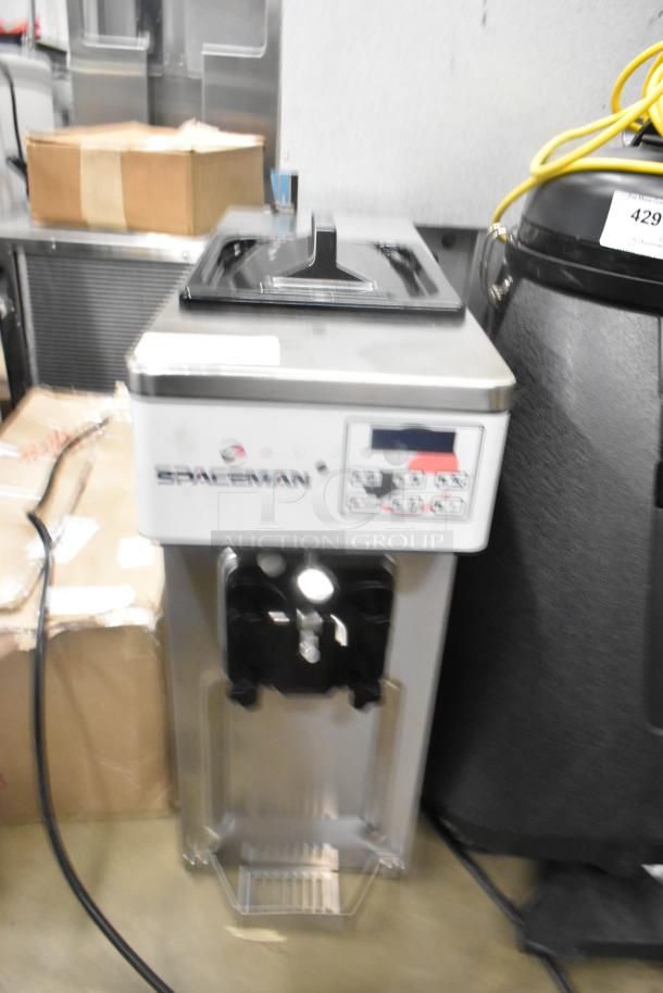 BRAND NEW 2024 Spaceman 6210-C stainless steel countertop soft serve ice cream machine, 110V, shows "Scratch and Dent".