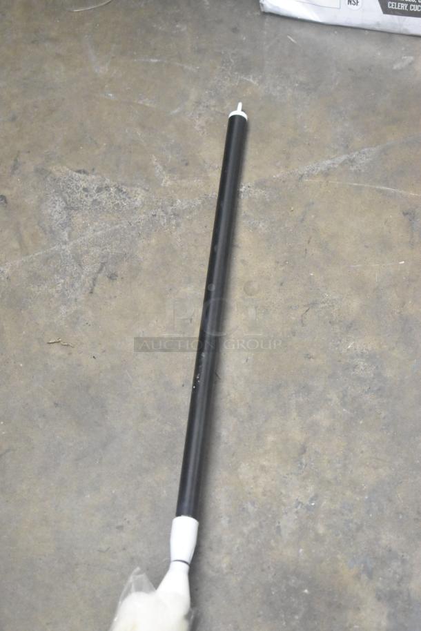 Brand new telescopic wool duster with black extendable handle and white wool head, ideal for dusting high surfaces.