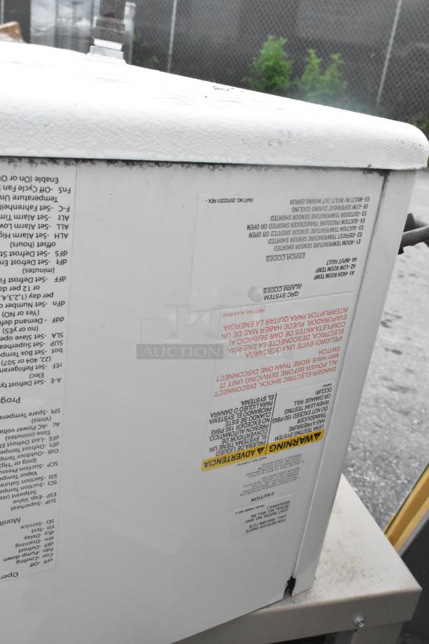 8'x10' Thermalrite Walk-In Box, features Heatcraft evaporator and condenser. Warning labels and instructions visible.