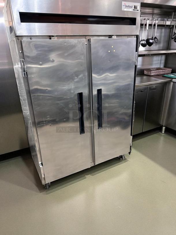 Manitowoc Delfield 6151XL-S two-door reach-in refrigerator, stainless steel, excellent condition, tested and working, 115V.