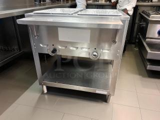 Excellent Condition – 2-Compartment Stainless Steel Steam Table w/ Side Shelf – Natural Gas – Fully Tested & Working!