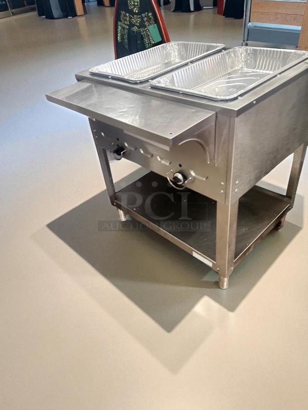 Excellent Condition – 2-Compartment Stainless Steel Steam Table w/ Side Shelf – Natural Gas – Fully Tested & Working! - Image 2 of 6