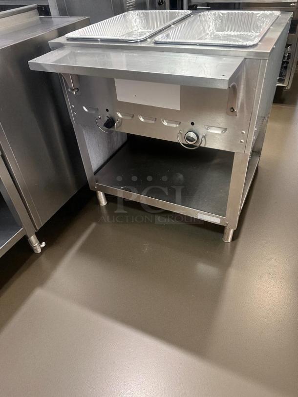 Excellent Condition – 2-Compartment Stainless Steel Steam Table w/ Side Shelf – Natural Gas – Fully Tested & Working! - Image 3 of 6