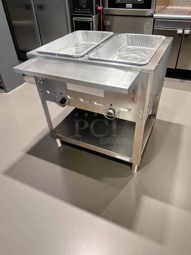 Excellent Condition – 2-Compartment Stainless Steel Steam Table w/ Side Shelf – Natural Gas – Fully Tested & Working! - Image 4 of 6