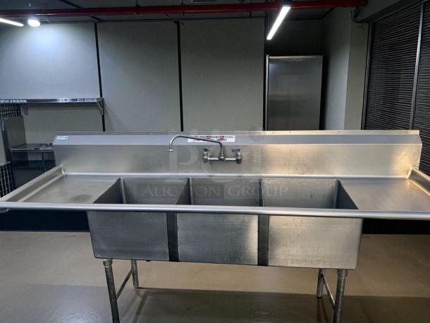 Excellent Condition – 3-Compartment Stainless Steel Sink w/ Dual Drainboards & Faucet – Fully Tested & Working! - Image 4 of 4