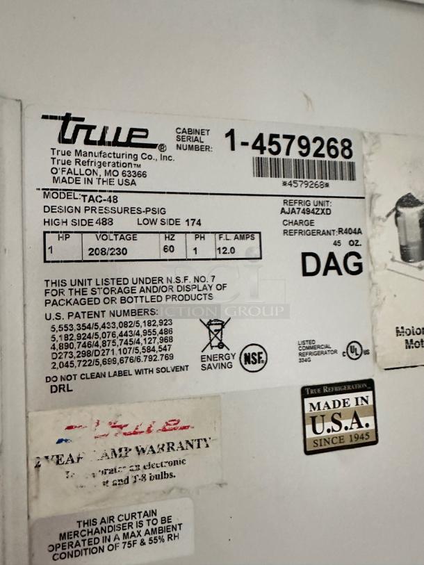 Excellent Condition – True TAC-48 – 48” Air Curtain Display Merchandiser – 208/230V – Fully Tested & Working! - Image 6 of 6