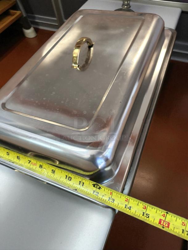 Brand New With Original Box – Templeton 8 QT Chafing Dish – Full Size – Stainless Steel with Gold Handles – Dual Fuel Holders – Fully Complete ! - Image 5 of 7