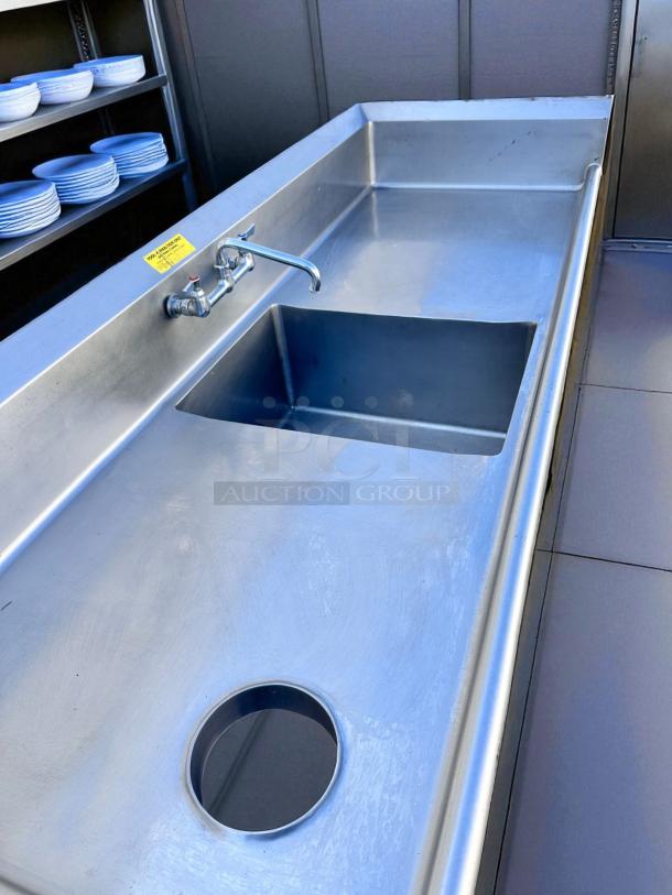 Excellent Condition – Custom Stainless Steel Sink Station – 84" Wide w/ Faucet & Side Racks – Fully Tested & Working! - Image 5 of 7