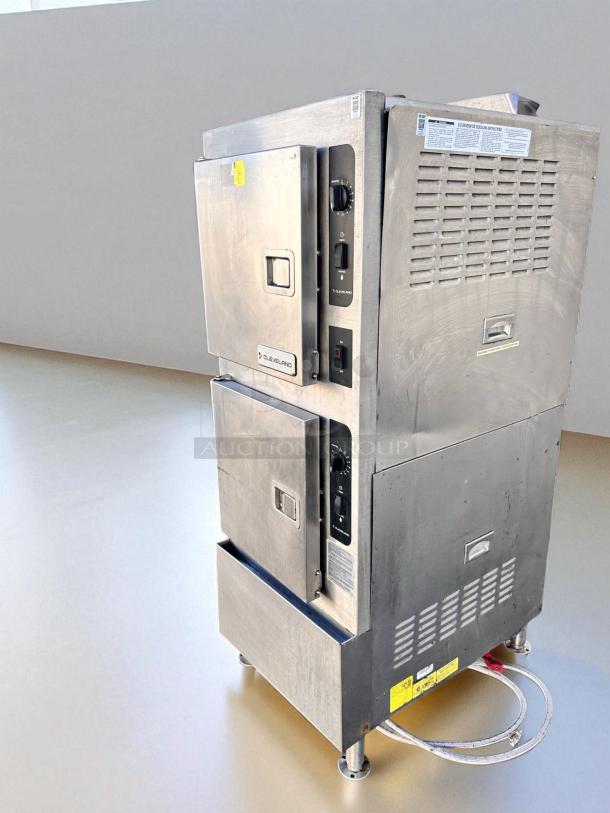 Cleveland 24CGA10 double compartment gas steamer, excellent condition, natural gas, fully tested and working, visible labels.