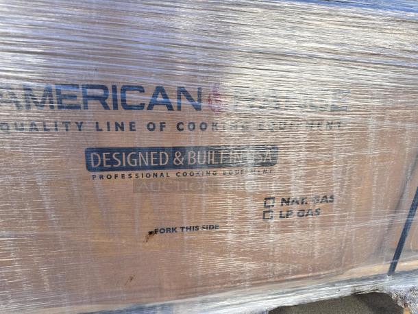 Brand New American Range AERB-36 36" Economy Radiant Charbroiler in factory-sealed packaging, natural gas version.