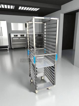 Aluminum Lakeside 20-Pan End Load Sheet Pan Rack in excellent condition, fully tested, with visible Lakeside branding.
