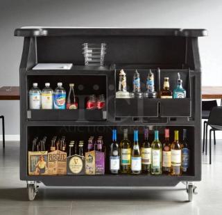 Cambro BAR540DS portable bar, black, with ice sink and storage, fully stocked. Excellent condition, tested and working.