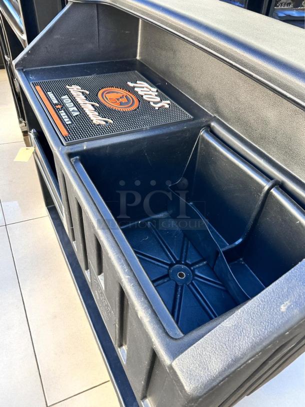 Cambro BAR540DS portable bar in black, features ice sink and storage, excellent condition, fully tested and working.