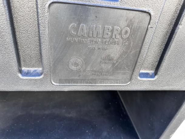 Cambro BAR540DS portable bar label showing model and make details; excellent condition, with ice sink and storage.