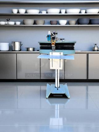 AIE ME-400CFN constant heat sealer, excellent condition, 420W, 115V, fully tested and working, in a modern kitchen setting.