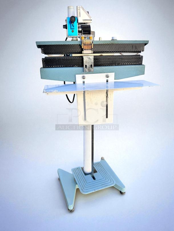 AIE ME-400CFN constant heat sealer in excellent condition, 420W, 115V, fully tested and working, on a sturdy stand.