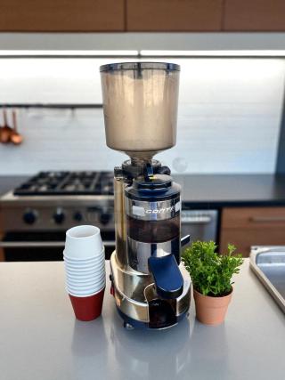 Conti RR45 commercial coffee grinder, excellent condition, 110V, fully tested and working, visible Conti branding.
