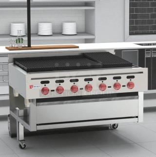 Wolf ACB36-101 36" gas charbroiler in outstanding condition, natural gas, fully tested and working, red control knobs.