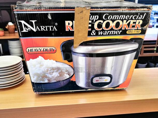 Brand New Narita NRC-1160 60-Cup Commercial Rice Cooker & Warmer, Heavy Duty, 120V, ETL Certified, in original packaging.