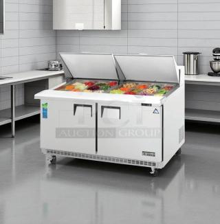 True TSSU-60-16 refrigerated sandwich/salad prep table, 60", excellent condition, tested and working, dual compartments.