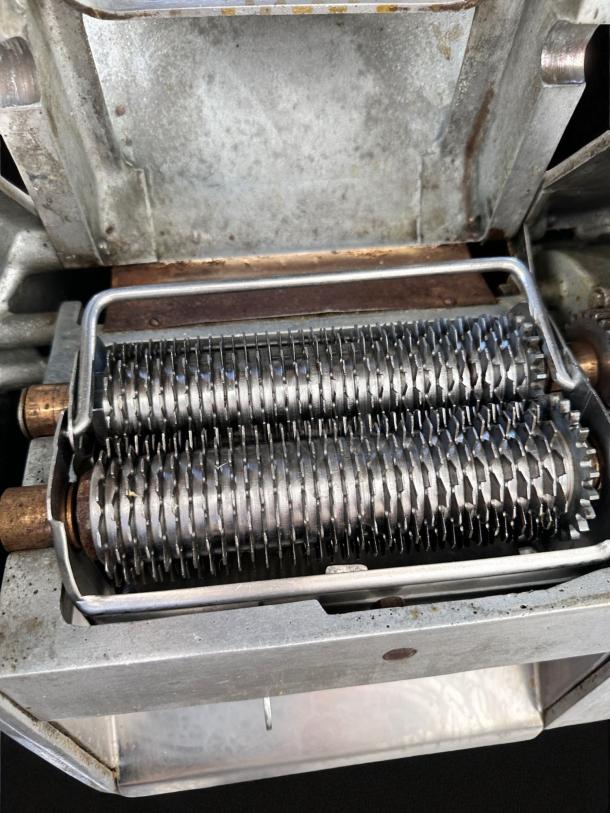 Landers Model 500 steak tenderizer machine in excellent condition, featuring durable metal rollers, fully tested and working.