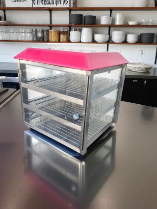 Fusion Commerce 513FC countertop food warmer display cabinet, excellent condition, pink top, tested and working, 120V.