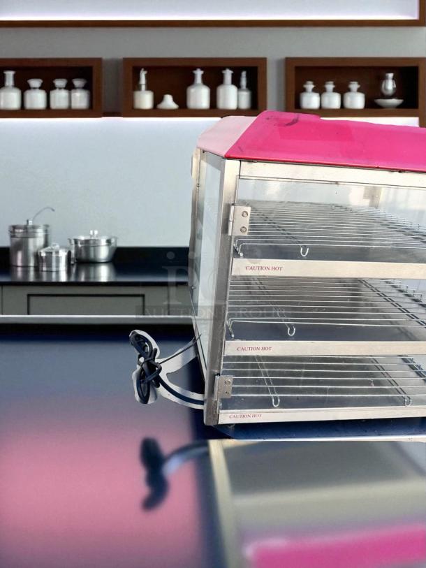Fusion 513FC countertop food warmer display cabinet, excellent condition, stainless steel with glass doors. Fully tested, 120V.