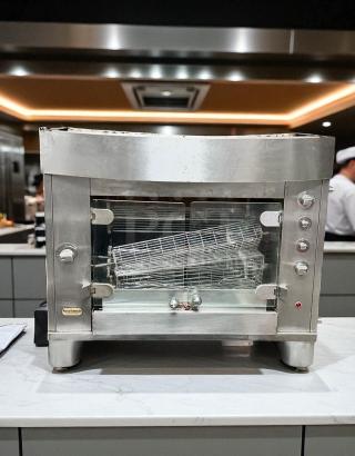 Excellent condition Rotisol 950-2 gas rotisserie oven, natural gas, fully tested, stainless steel, visible control knobs.