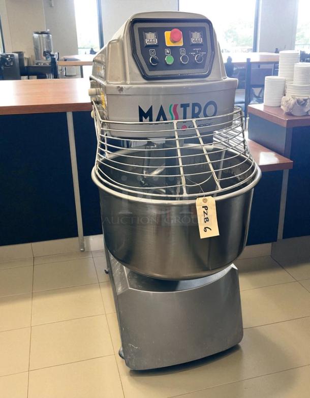 Masstro IRIS-060 spiral dough mixer, 60 Qt, excellent condition, 208V 3Ph, fully tested, labeled as working, by Empire.