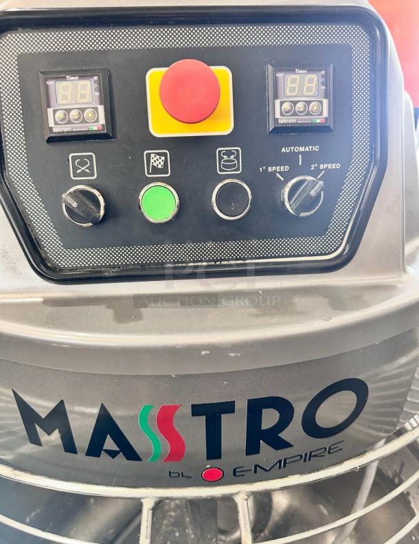 Masstro IRIS-060 Spiral Dough Mixer, 60 Qt, excellent condition. Features control panel, 208V 3Ph, fully tested and working.
