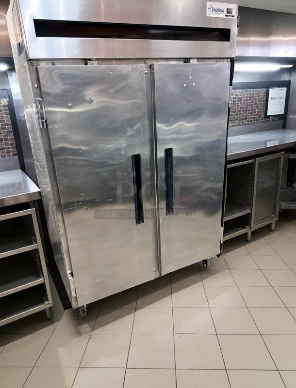 Delfield 6151XL-S 52" two-door reach-in freezer, excellent condition, stainless steel, 115V, fully tested and working.