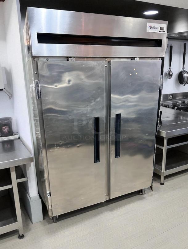 Delfield 6151XL-S 52" two-door reach-in freezer in excellent condition, 115V, fully tested, stainless steel, top label.