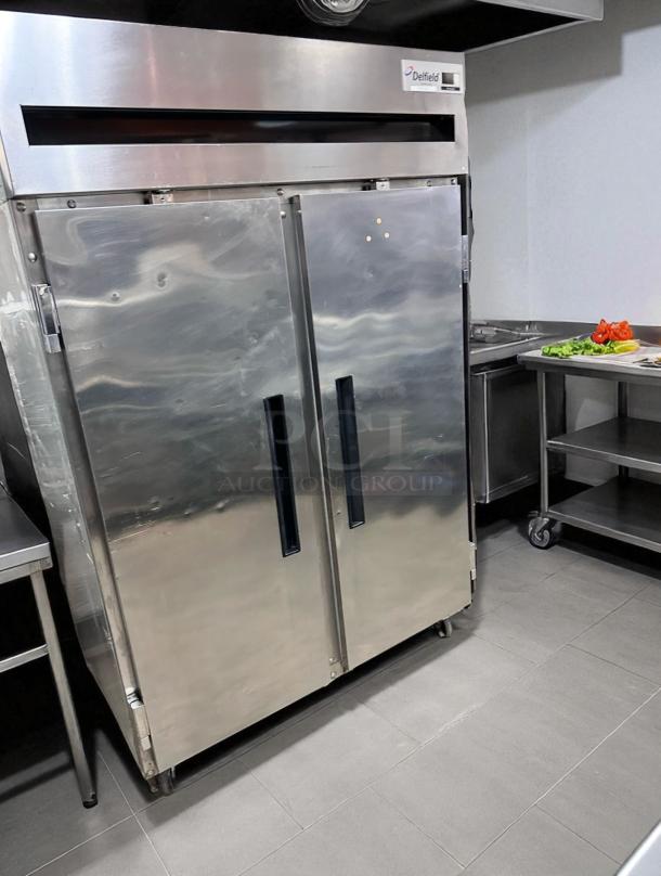 Delfield 6151XL-S 52" two-door reach-in freezer, excellent condition, stainless steel, 115V, fully tested & working.