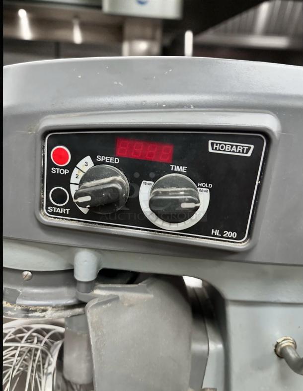 Hobart HL200 20 Qt commercial mixer, excellent condition, visible controls and markings, 100–120V, fully tested.