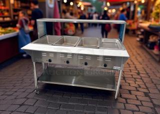 Avantco Electric 4-Well Steam Table, excellent condition, dry heat, stainless steel, fully tested, working model.