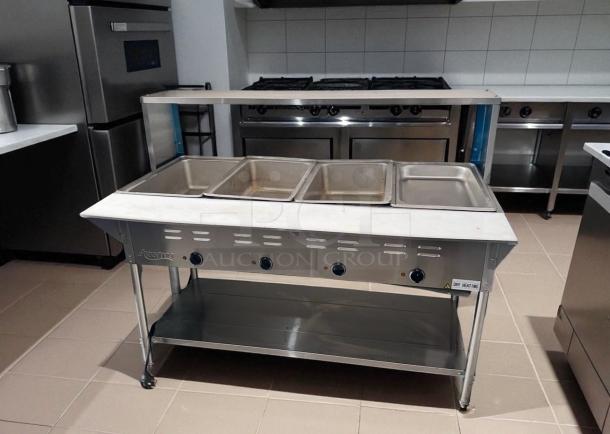Avantco 4-Well Dry Heat Steam Table, excellent condition, fully tested, stainless steel, controls visible, model: Standard.