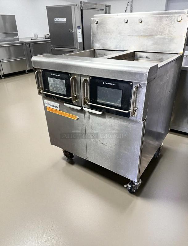 Frymaster 2FQG30UQZQTTZZNG 2-bay gas fryer, natural gas, excellent condition, tested and working, stainless steel finish.