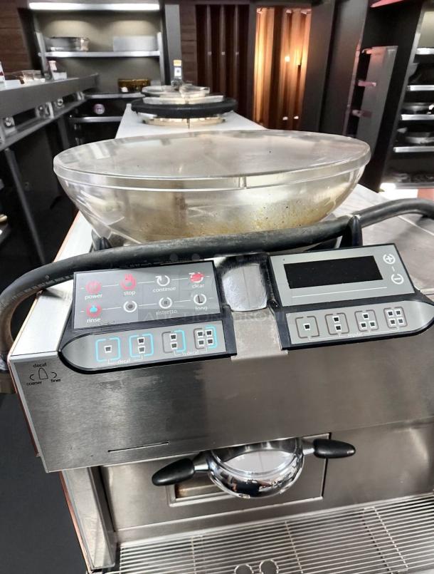 Rancilio Egro One Touch Espresso Machine, excellent condition, fully automatic bean-to-cup, tested and working, control panel shown.
