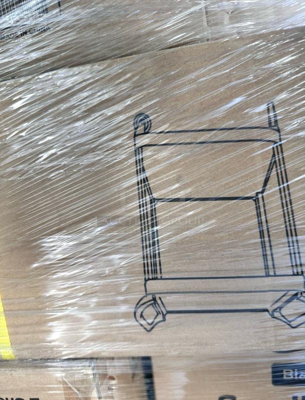 Brand new Choice large bus cart, 31" x 19", beige, 2-shelf heavy-duty commercial grade, in packaging with item sketch.