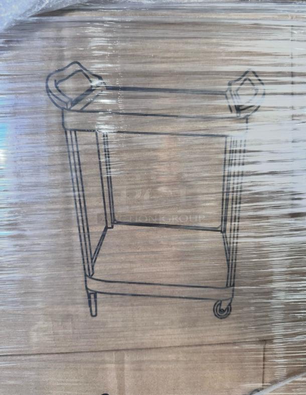 Brand New Choice Large Bus Cart, 31"x19", Beige, 2-Shelf Heavy-Duty Commercial Grade Utility, packaged and wrapped.