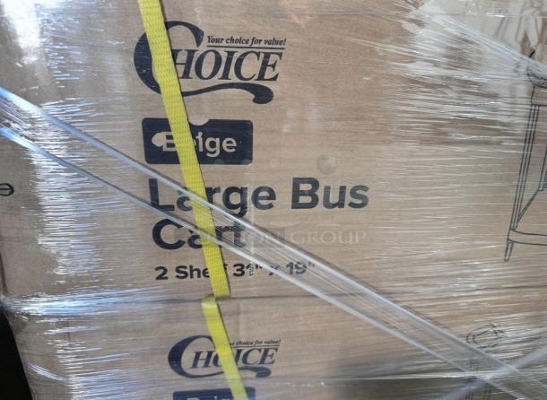 Brand new Choice Large Bus Cart, 31" x 19", beige, 2-shelf heavy-duty, commercial grade.