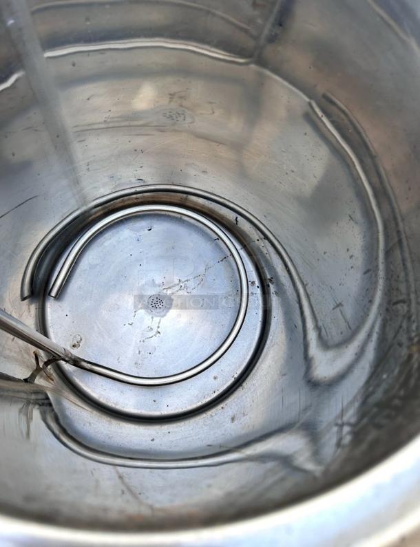 Interior view of Wellborn BS-65L2 electric soup boiler, showing clean stainless steel construction. Excellent condition.