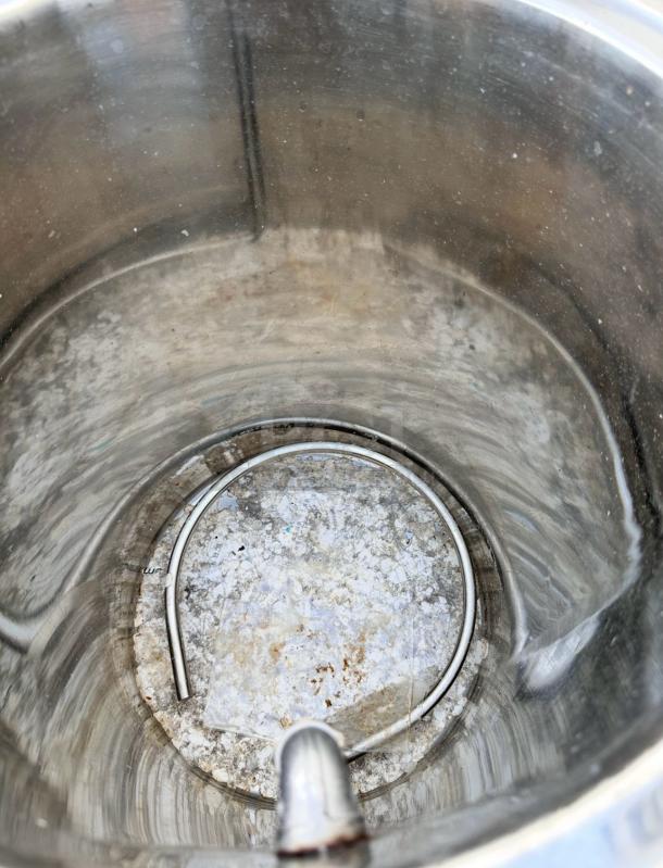 Wellborn BS-65L2 electric soup/congee boiler in excellent condition, 220V, with double lid and visible heating element.