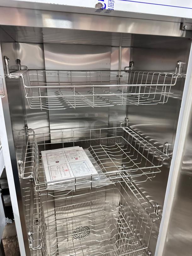 Brand New Meichu RTP360MC-3 Commercial Dish Sterilizer Cabinet, 220V, stainless steel, high-temp hot air, ready for use.