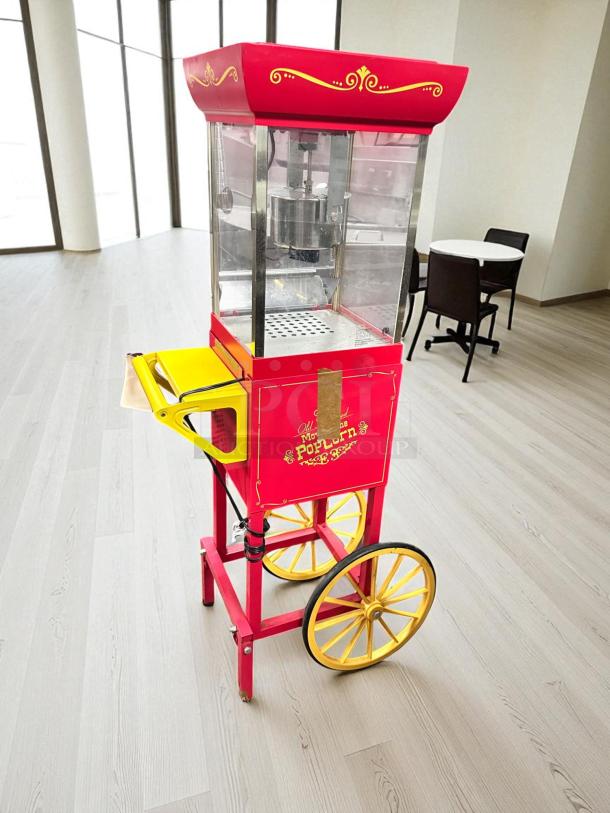 Nostalgia CCP-200 Retro Popcorn Maker Cart, red and yellow, excellent condition, 120V, tested and working.