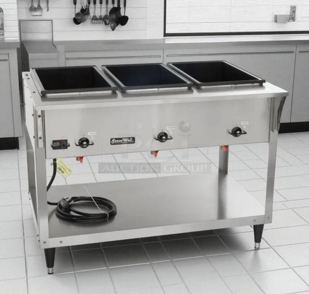 Vollrath ServeWell 3-Well Hot Food Table, electric, excellent condition, fully tested, includes power cord.