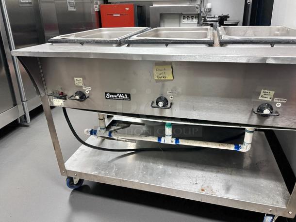 Vollrath ServeWell 3-well electric steam table in excellent condition. Labeled controls, fully tested and working.