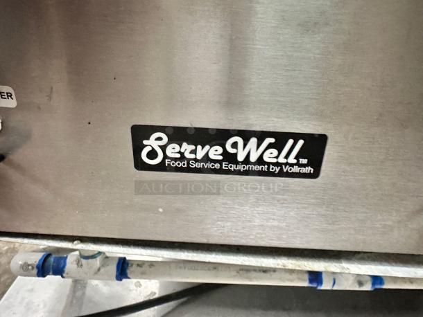 Vollrath ServeWell 3-Well Hot Food Table, excellent condition, fully tested and working, label indicates brand and model.