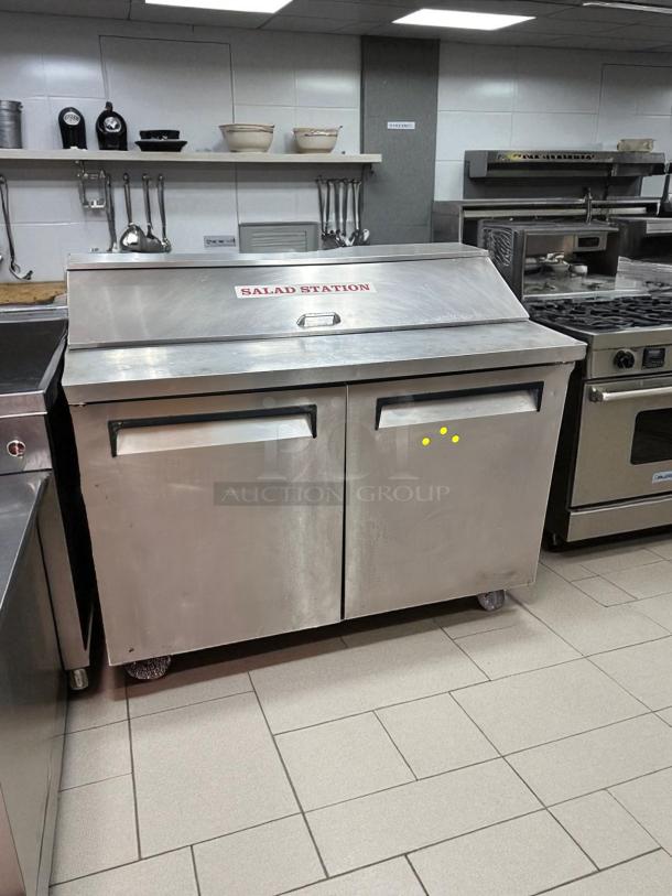 Turbo Air TST-48SD 48" sandwich/salad prep table, excellent condition, 2-door, 115V, labeled "Salad Station."