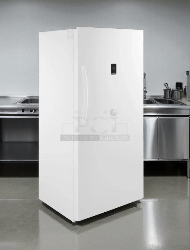 Insignia NS-UZ21WH0 21 Cu. Ft. Upright Freezer in excellent condition, white finish, fully tested and working.